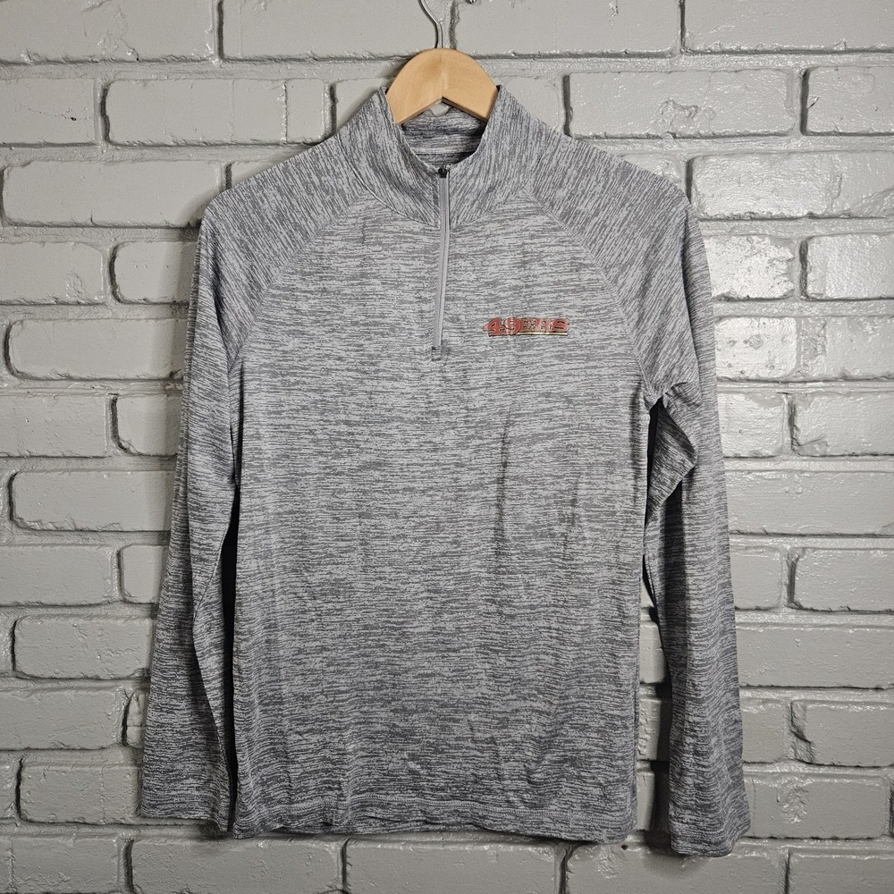 49ers Mens Top Small Sweater 1/4 zip Heather Gray San Francisco